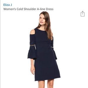 NWOT size 6 Eliza J cold shoulder navy dress